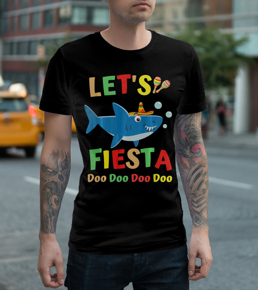 LET'S FIESTA DOO DOO DOO DOO SHARK SOMBRERO MARACAS BUBBLES T-Shirt