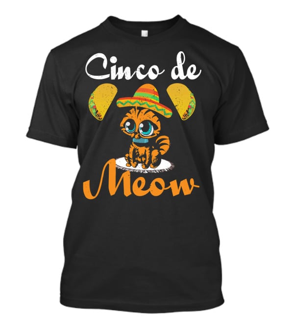 Cinco De Meow Cat Sombrero Taco T-Shirt