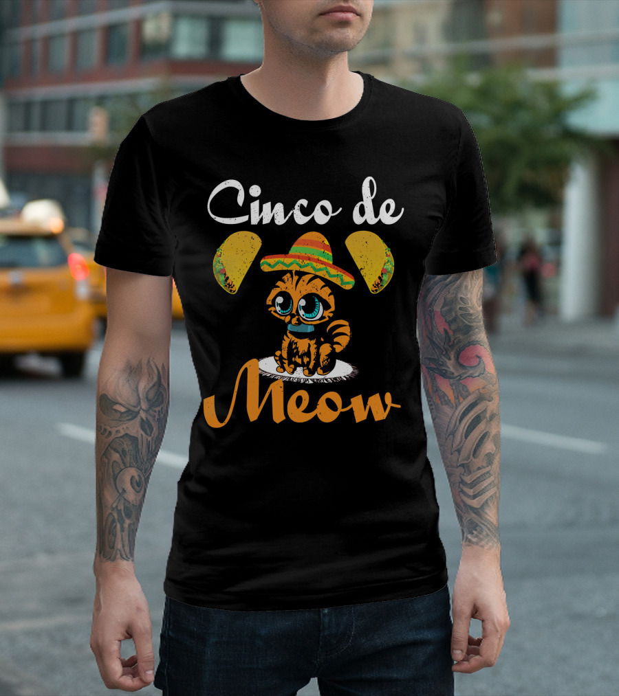 Cinco de Meow Cat Sombrero Taco T-Shirt