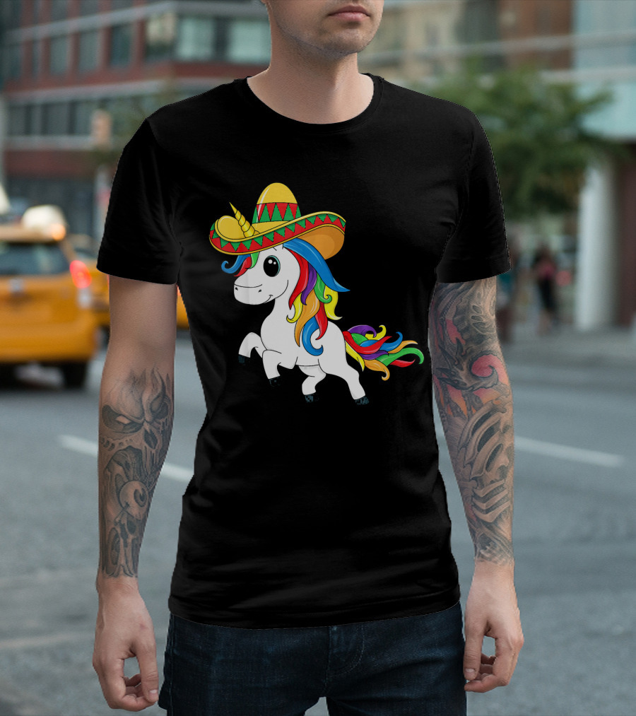 Cinco De Mayo Unicorn Sombrero Rainbow Kids Girls T-Shirt