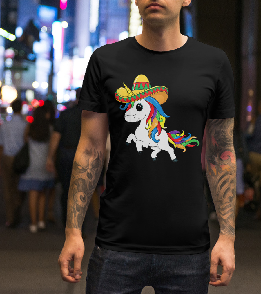 Cinco De Mayo Unicorn Sombrero Rainbow Kids Girls T-Shirt