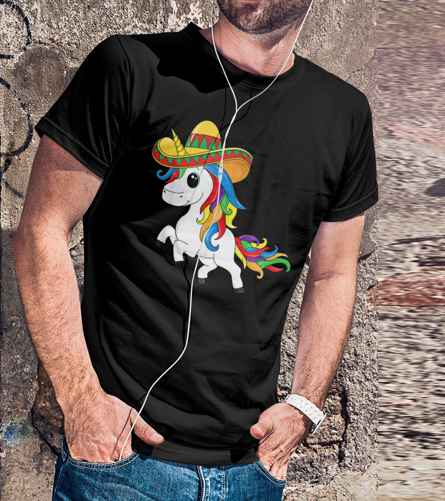 Cinco De Mayo Unicorn Sombrero Rainbow Kids Girls T-Shirt