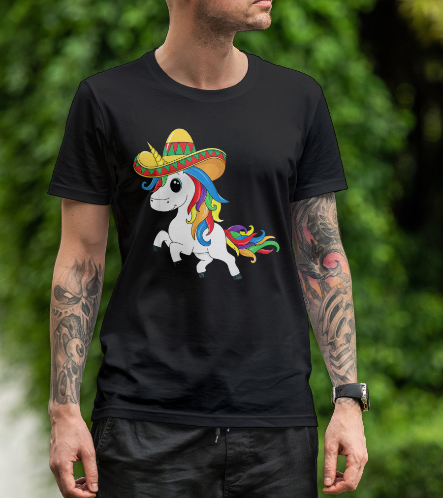 Cinco De Mayo Unicorn Sombrero Rainbow Kids Girls T-Shirt