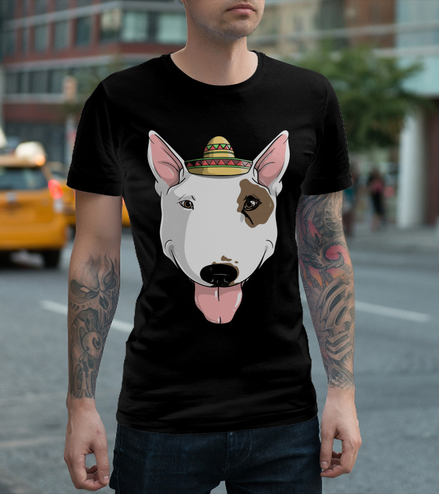 Bull Terrier Dog Sombrero Fiesta Cinco de Mayo T-Shirt