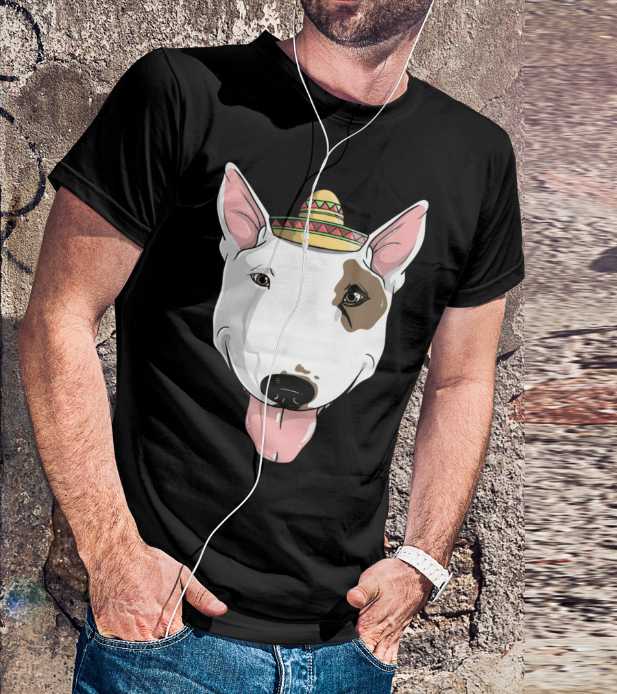 Bull Terrier Dog Sombrero Fiesta Cinco De Mayo T-Shirt