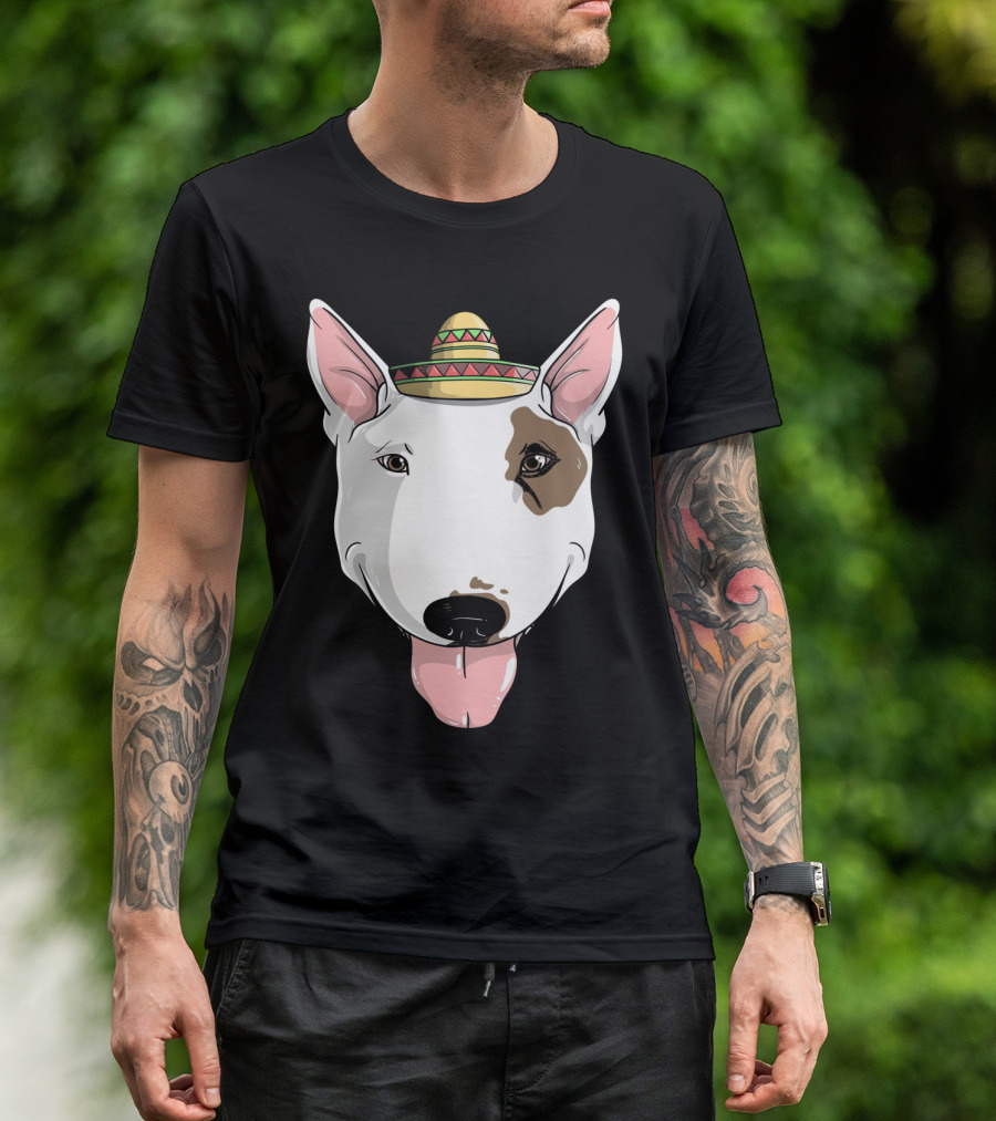 Bull Terrier Dog Sombrero Fiesta Cinco De Mayo T-Shirt