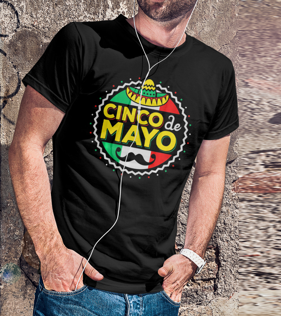 Cinco De Mayo Mexican Sombrero Mustache T-Shirt