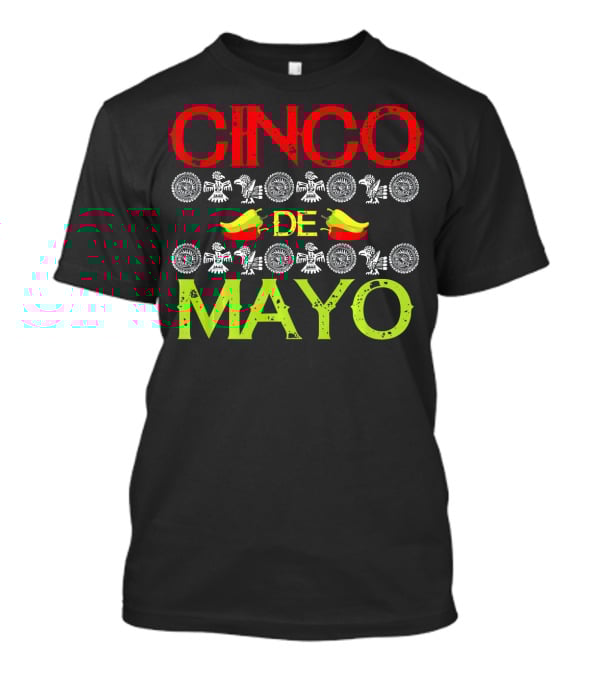 CINCO DE MAYO Mexican Festival Icons With Peppers T-Shirt