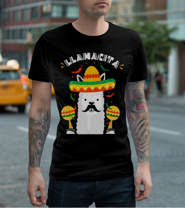 Llamacita Cinco De Mayo Party Llama Sombrero Maracas T-Shirt