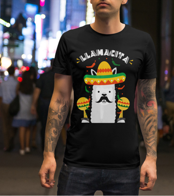 Llamacita Cinco De Mayo Party Llama Sombrero Maracas T-Shirt
