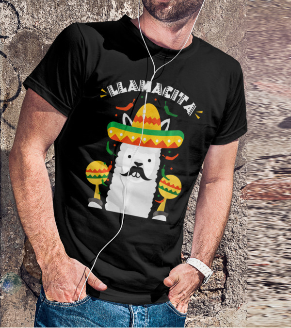 Llamacita Cinco De Mayo Party Llama Sombrero Maracas T-Shirt
