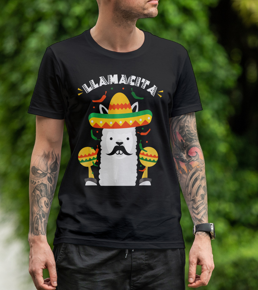 Llamacita Cinco De Mayo Party Llama Sombrero Maracas T-Shirt