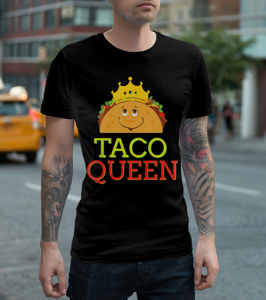TACO QUEEN Funny Cinco DE Mayo Crowned Smiling Taco T-Shirt