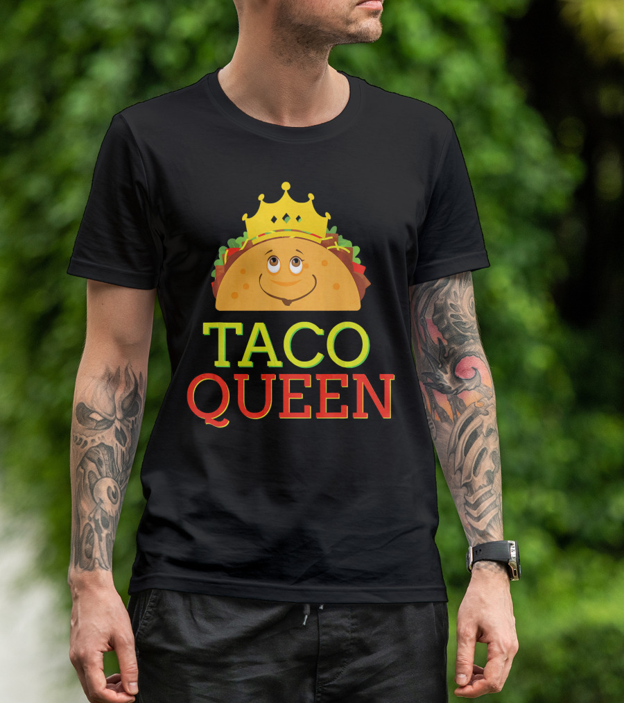 TACO QUEEN Funny Cinco DE Mayo Crowned Smiling Taco T-Shirt