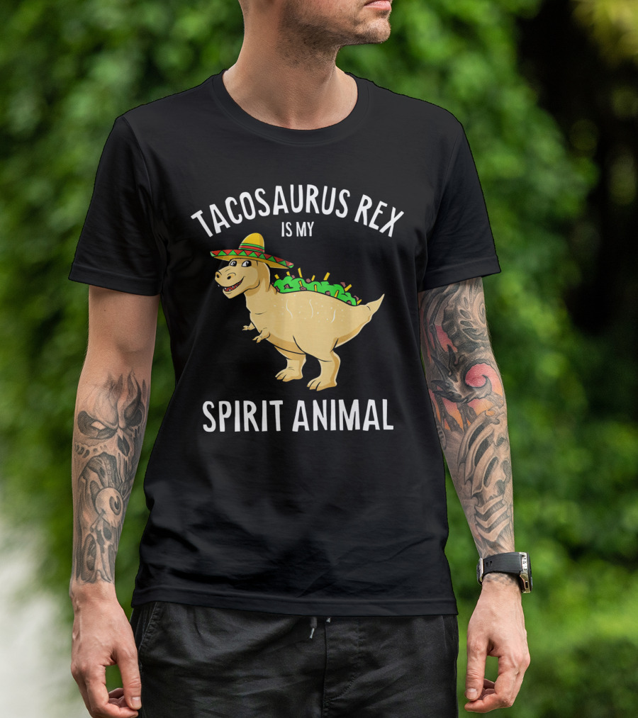 Tacosaurus Rex Is My Spirit Animal Sombrero Dinosaur With Taco Back T-Shirt