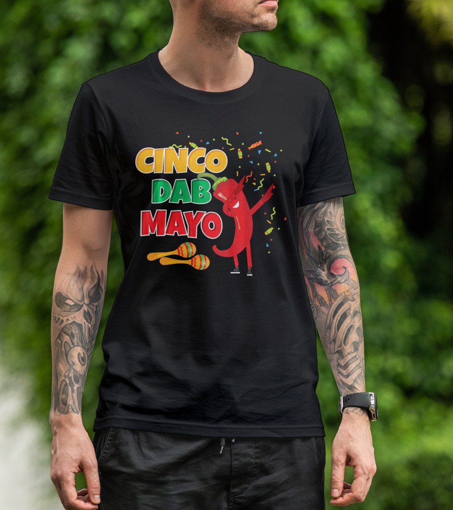 Cinco Dab Mayo Pepper Celebration Maracas Fiesta T-Shirt