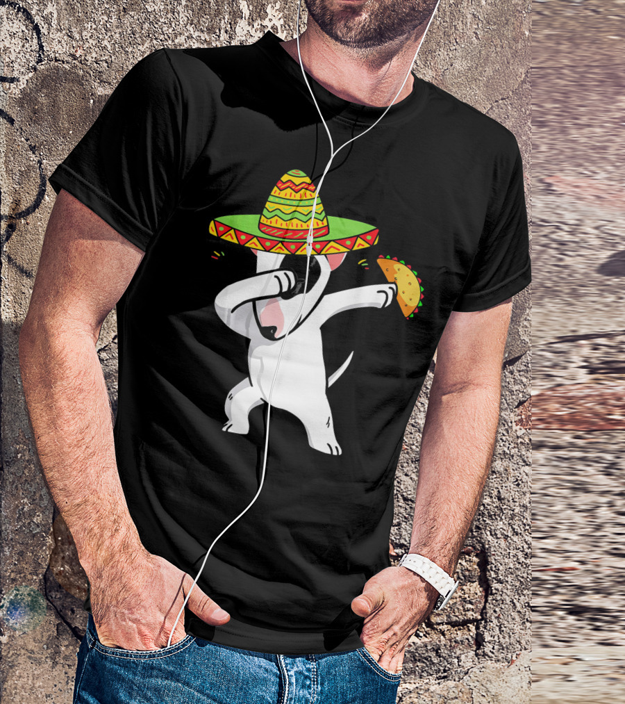 English Bull Terrier Dabbing With Sombrero And Taco T-Shirt