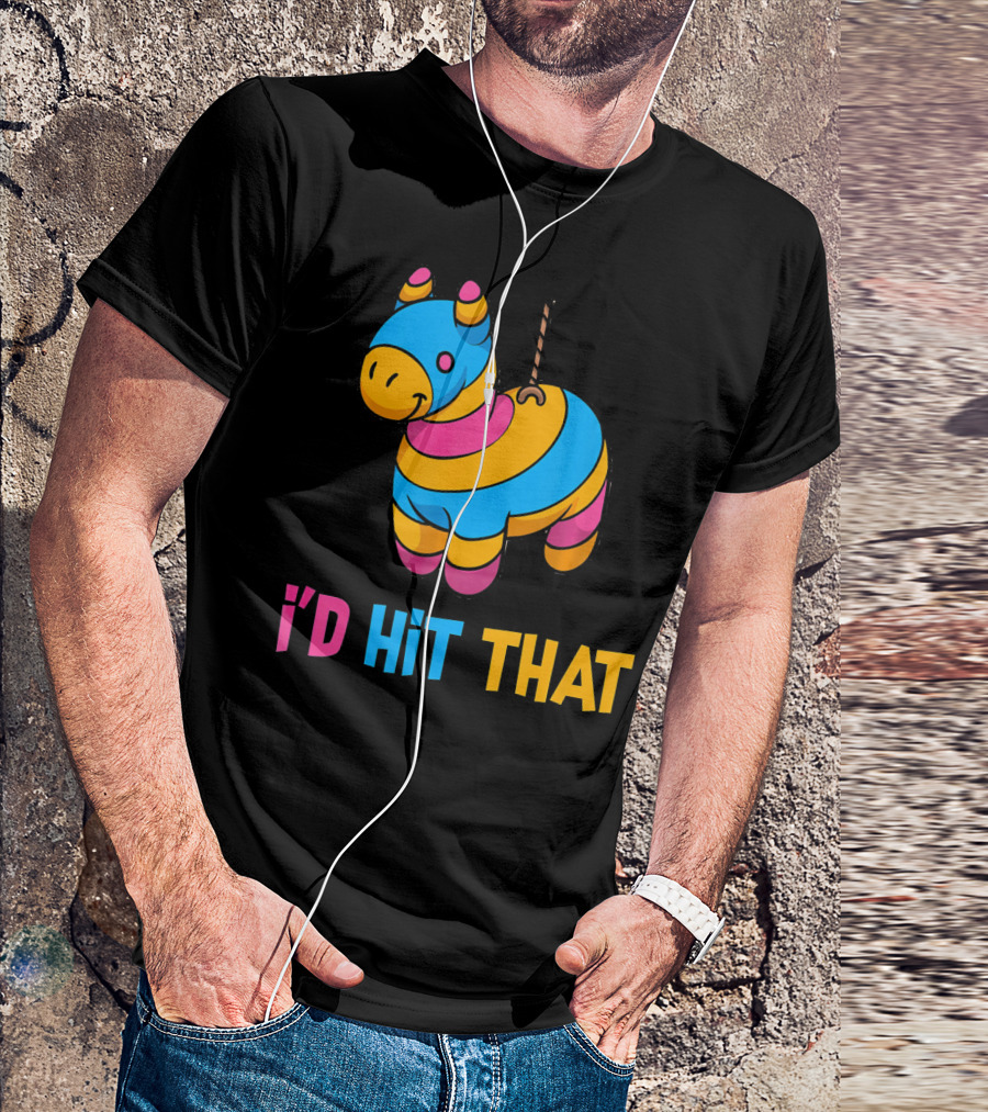 Cute Mexican I'd Hit That Piñata Rope Hanging Colorful Donkey T-Shirt