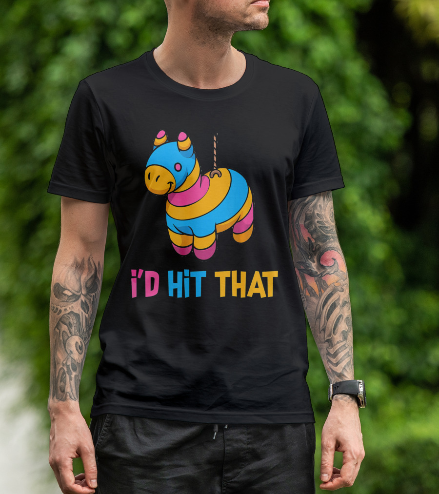 Cute Mexican I'd Hit That Piñata Rope Hanging Colorful Donkey T-Shirt
