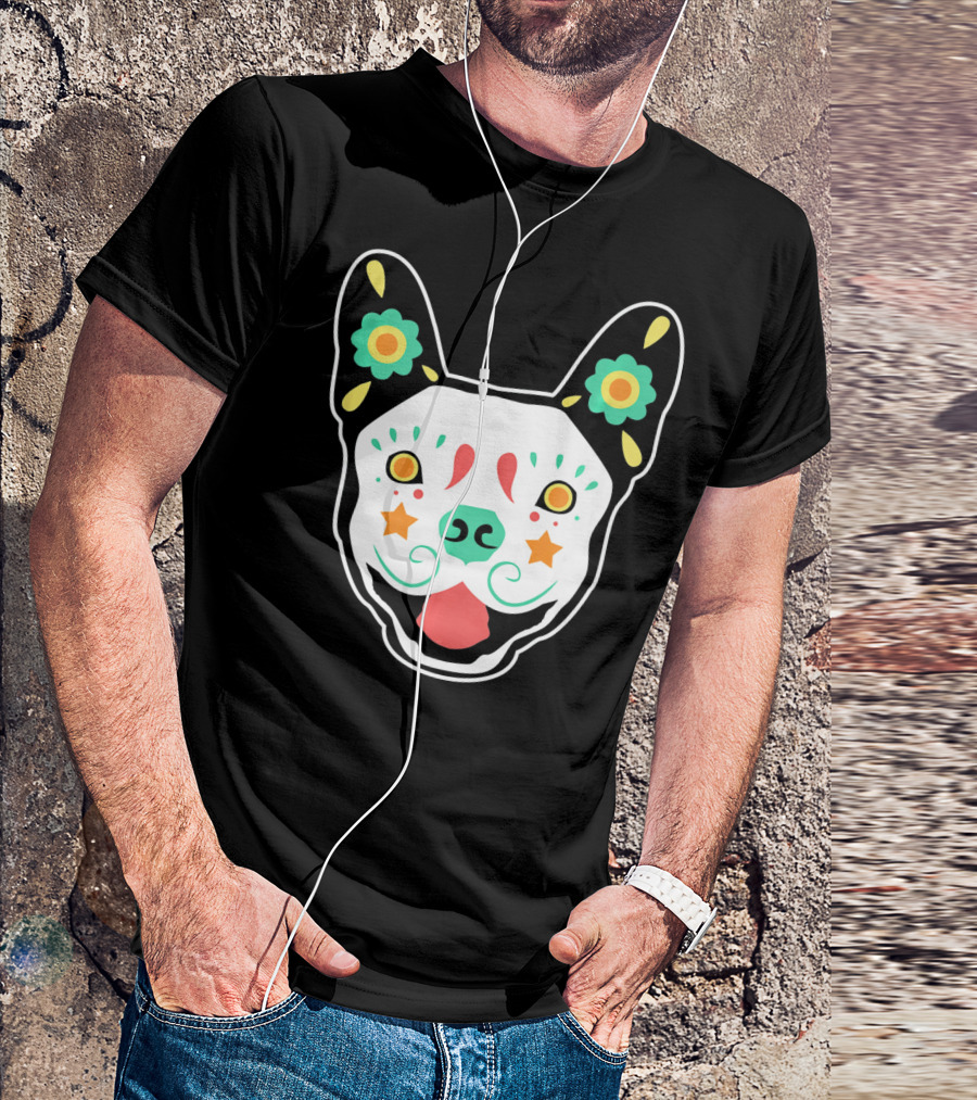 French Bulldog Sugar Skull Dia De Los Muertos T-Shirt