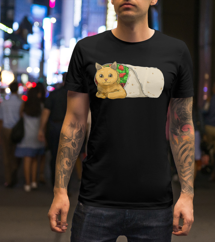 Cat Burrito Mexican Cat Cinco De Mayo Festive Humor T-Shirt