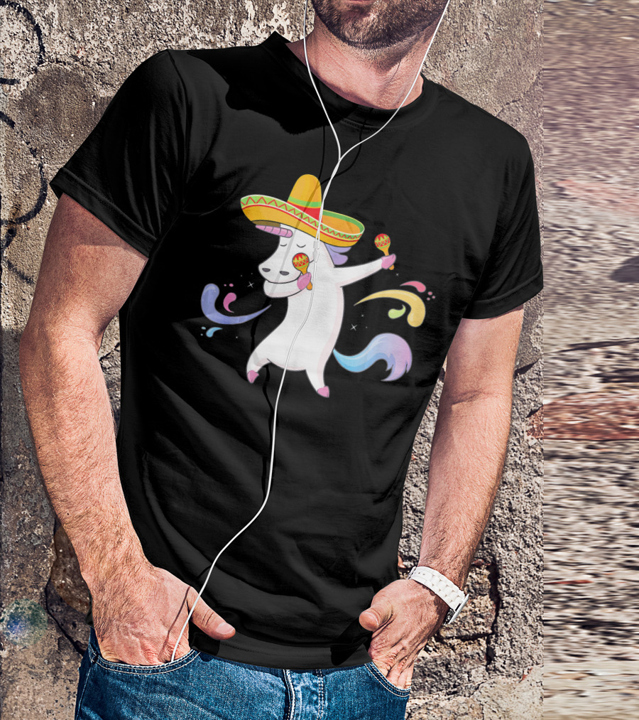 Cinco De Mayo Unicorn With Sombrero And Maracas T-Shirt
