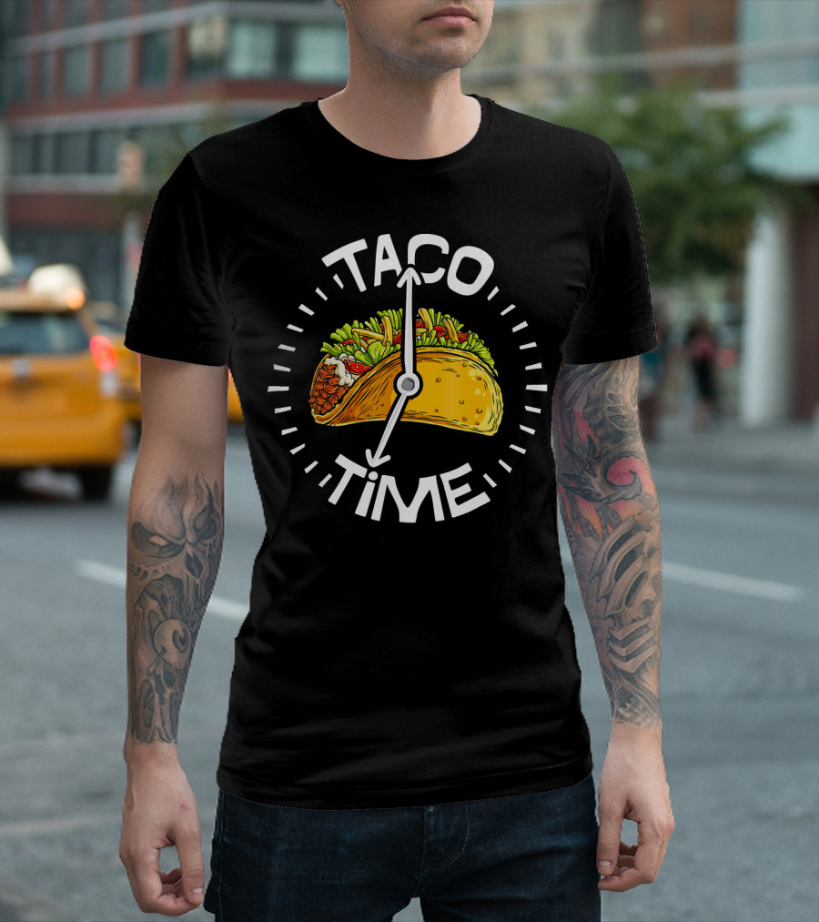 Taco Time Cinco De Mayo Clock Design Men T-Shirt
