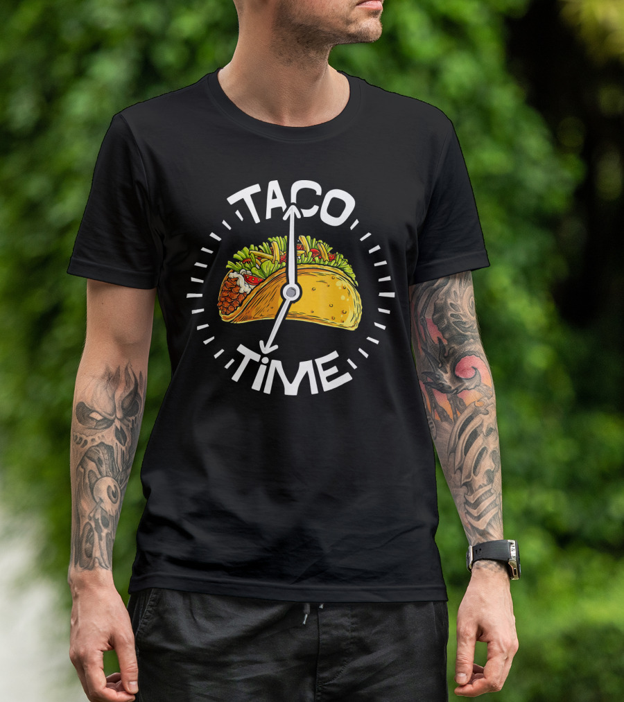 Taco Time Cinco De Mayo Clock Design Men T-Shirt