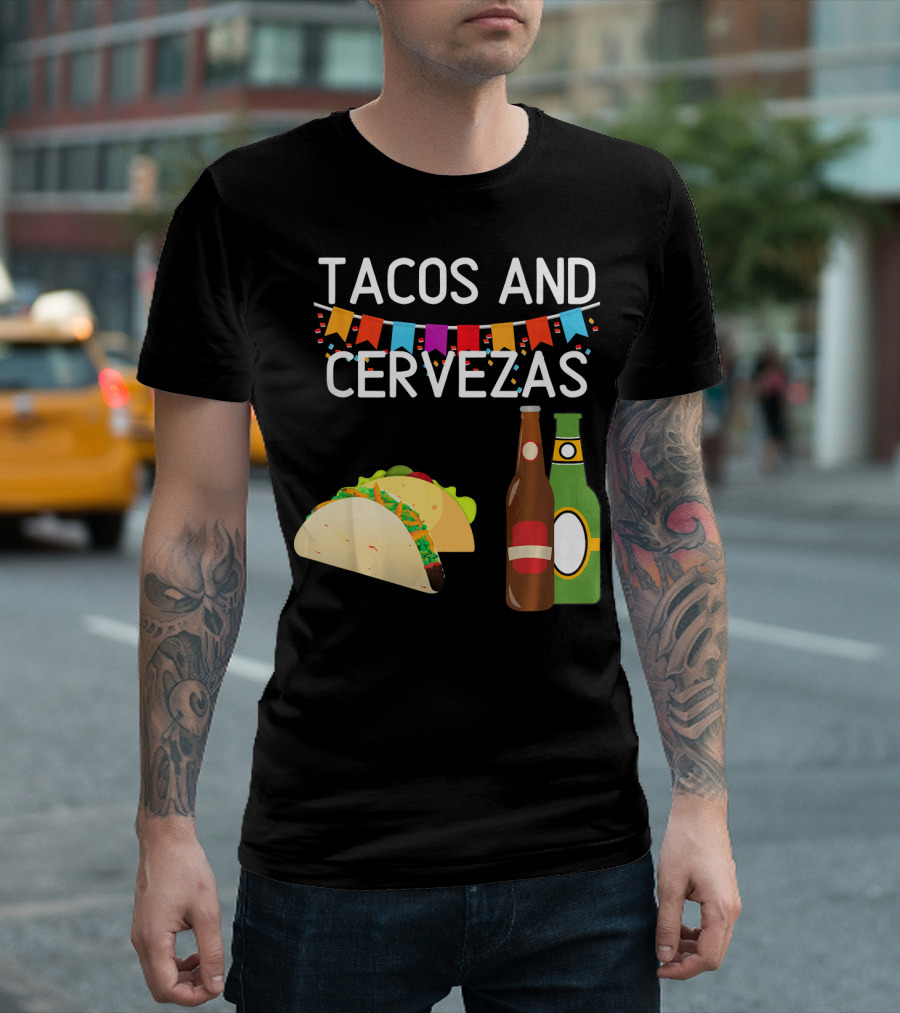 Tacos And Cervezas UberGuber Funny Mexic Beer Fiesta T-Shirt
