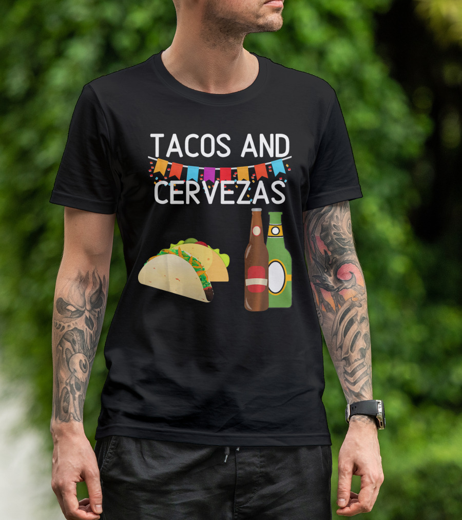 Tacos And Cervezas UberGuber Funny Mexic Beer Fiesta T-Shirt