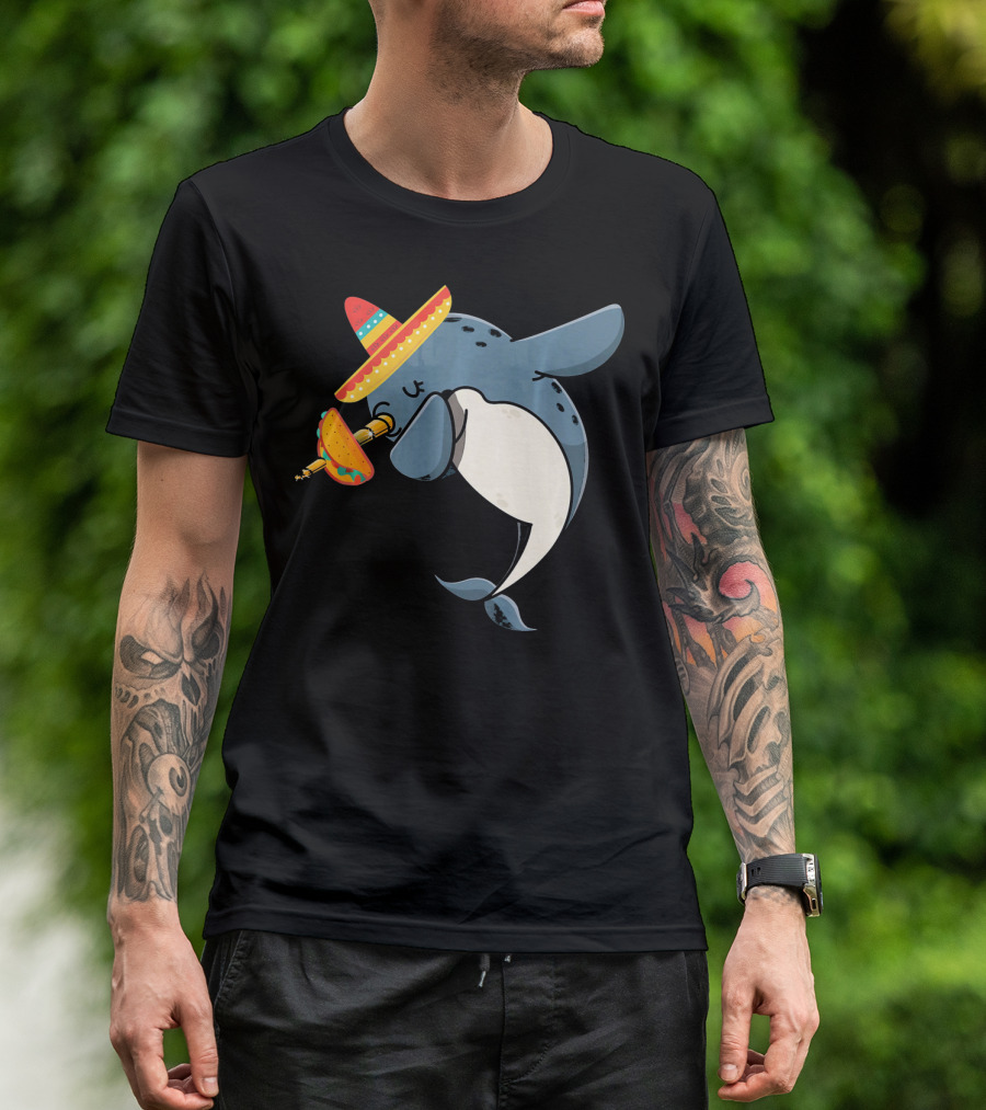 Narwhal Sombrero Taco Cinco De Mayo Funny Narwhal T-Shirt