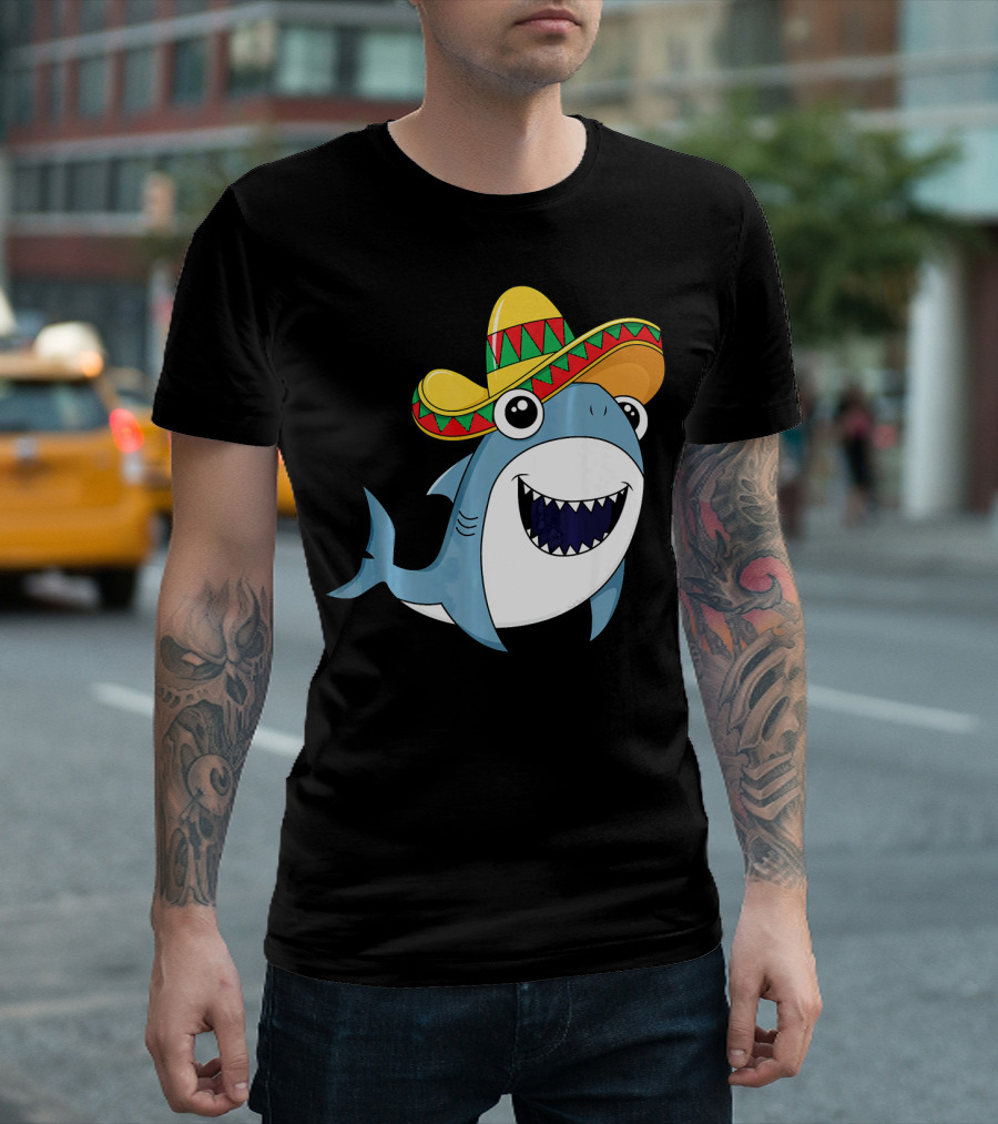 Kids Cinco De Mayo Sombrero Shark Boys Me T-Shirt