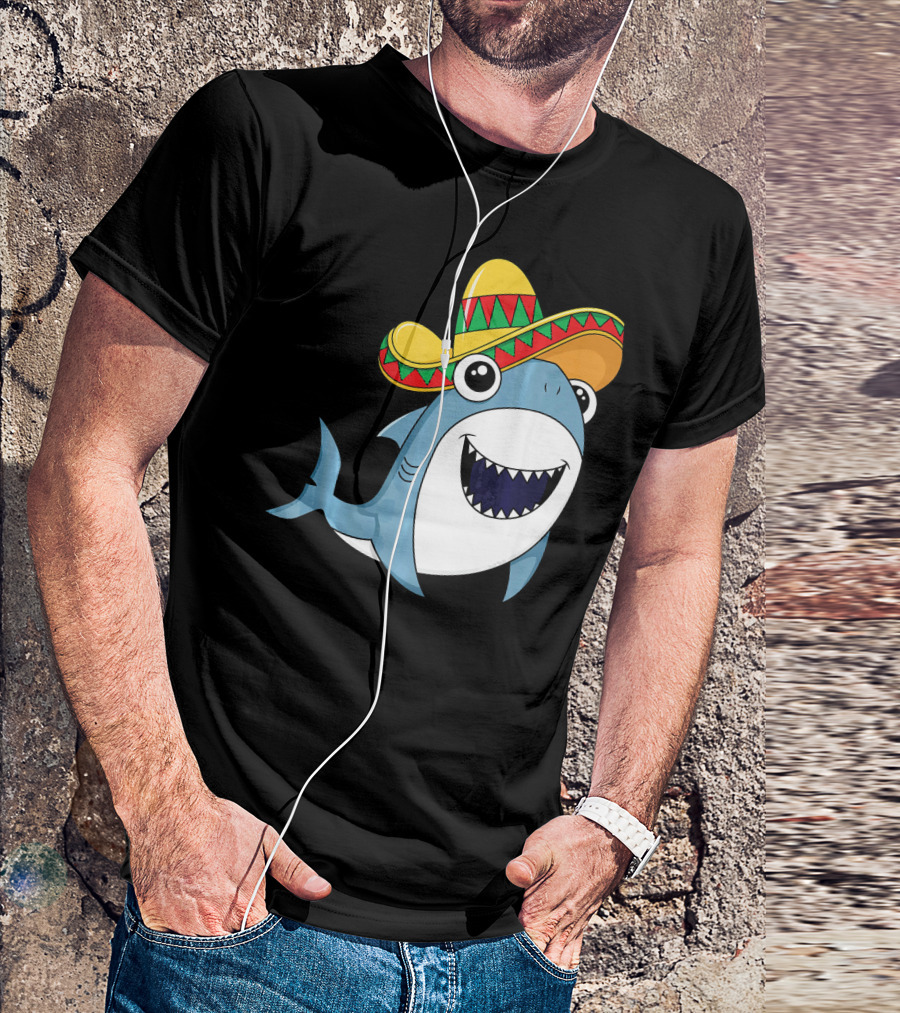 Kids Cinco De Mayo Sombrero Shark Boys Me T-Shirt