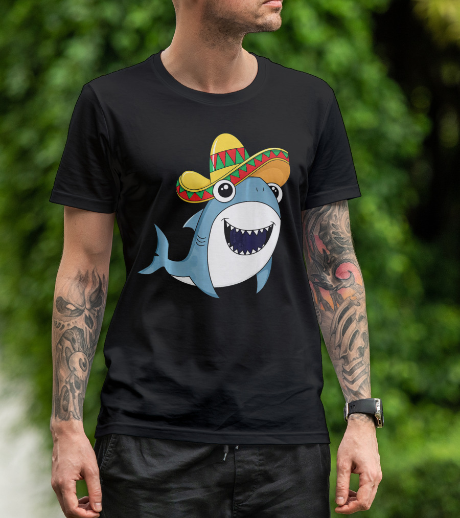 Kids Cinco De Mayo Sombrero Shark Boys Me T-Shirt