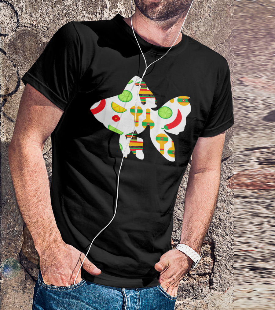 Funny Fish With Cinco De Mayo Maracas And Chili Peppers T-Shirt