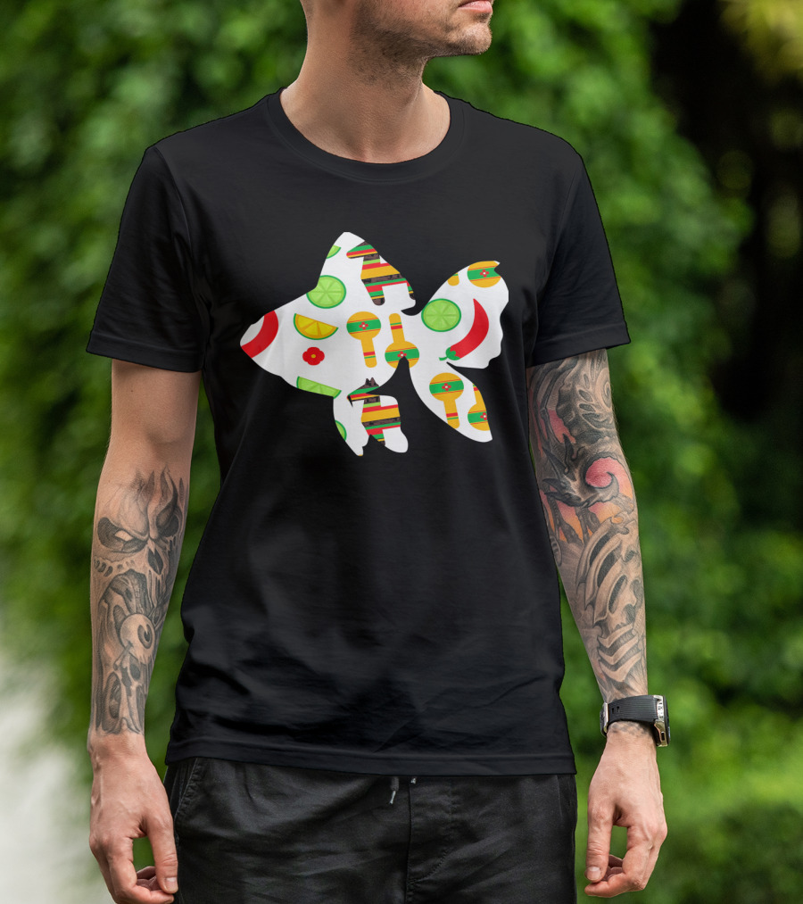 Funny Fish With Cinco De Mayo Maracas And Chili Peppers T-Shirt
