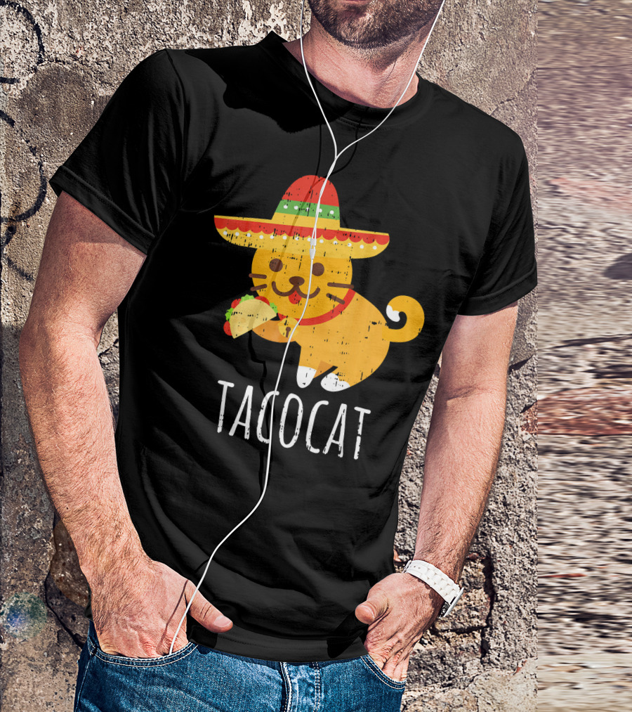 Tacocat Sombrero Taco Cat Funny Mexican Cinco De Mayo T-Shirt