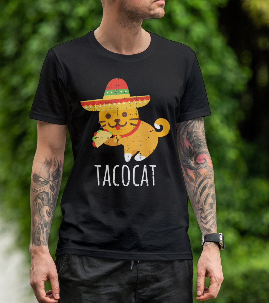 Tacocat Sombrero Taco Cat Funny Mexican Cinco De Mayo T-Shirt