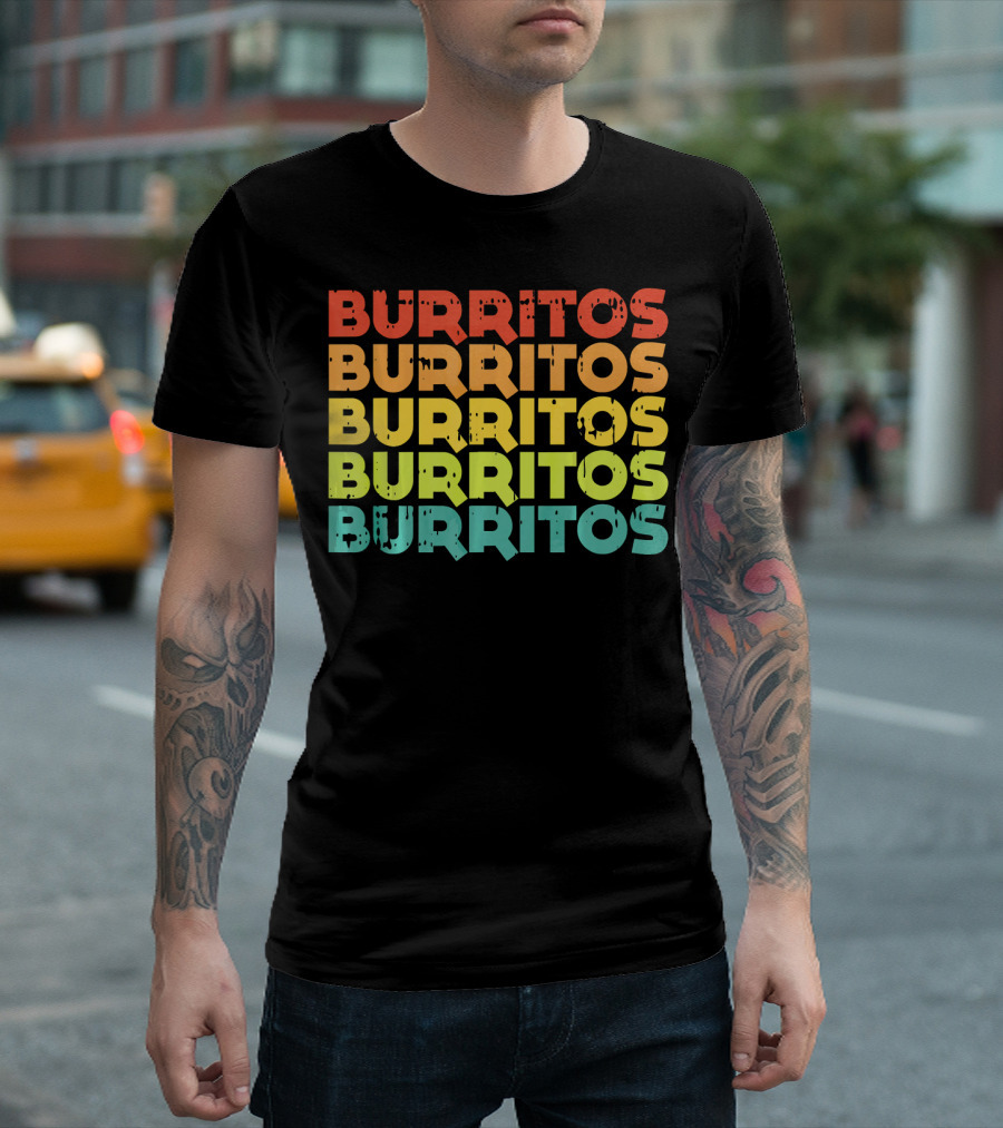 Cinco De Mayo Burritos Retro Vintage Mex T-Shirt