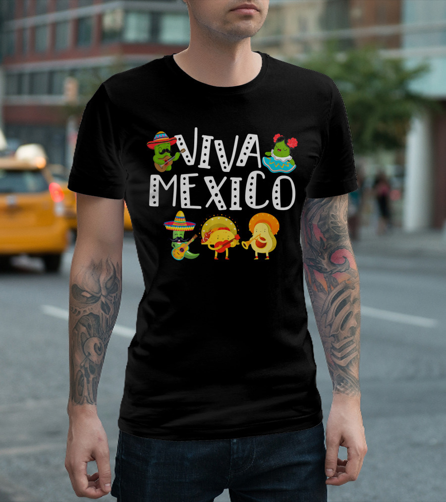Viva Mexico Sombrero Fiesta Avocado Taco T-Shirt