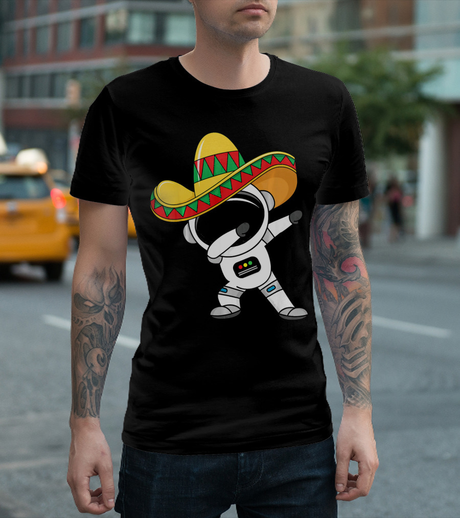 Kids Cinco De Mayo Astronaut Sombrero Dabbing T-Shirt