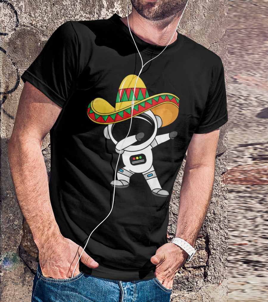 Kids Cinco De Mayo Astronaut Sombrero Dabbing T-Shirt
