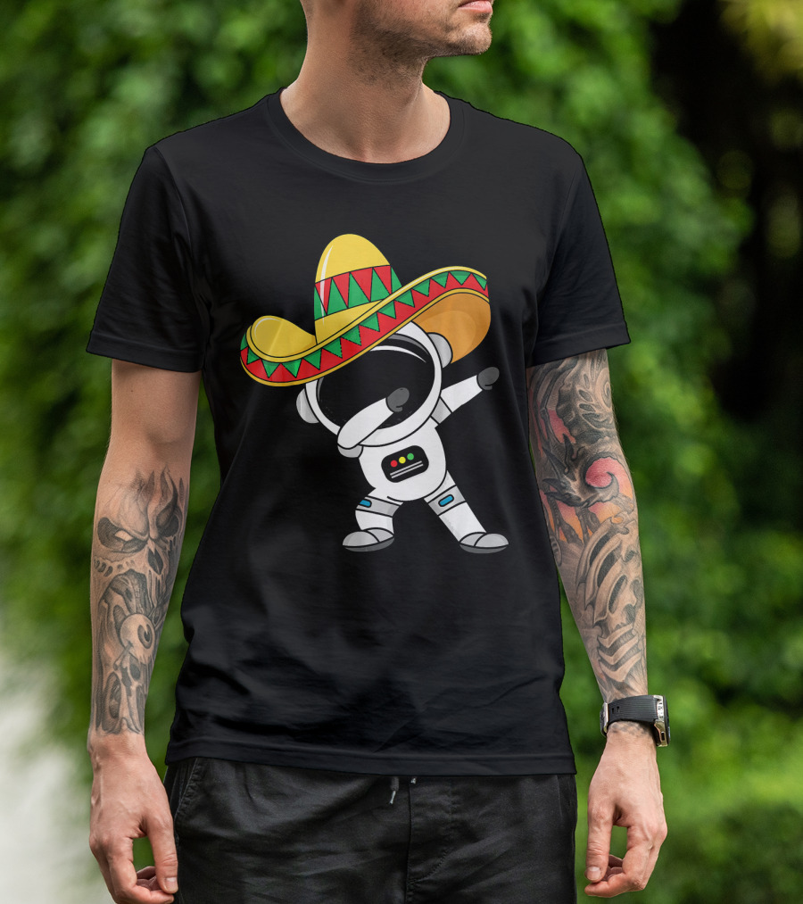 Kids Cinco De Mayo Astronaut Sombrero Dabbing T-Shirt