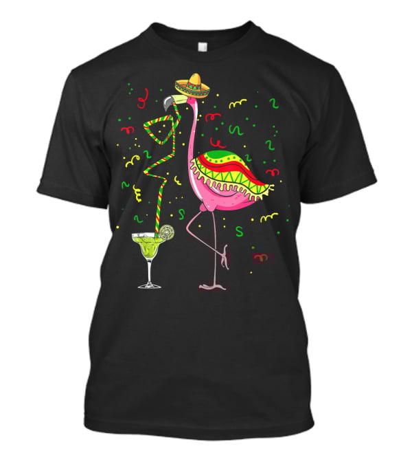 Cinco De Mayo Pink Flamingo Sombrero Margarita T-Shirt