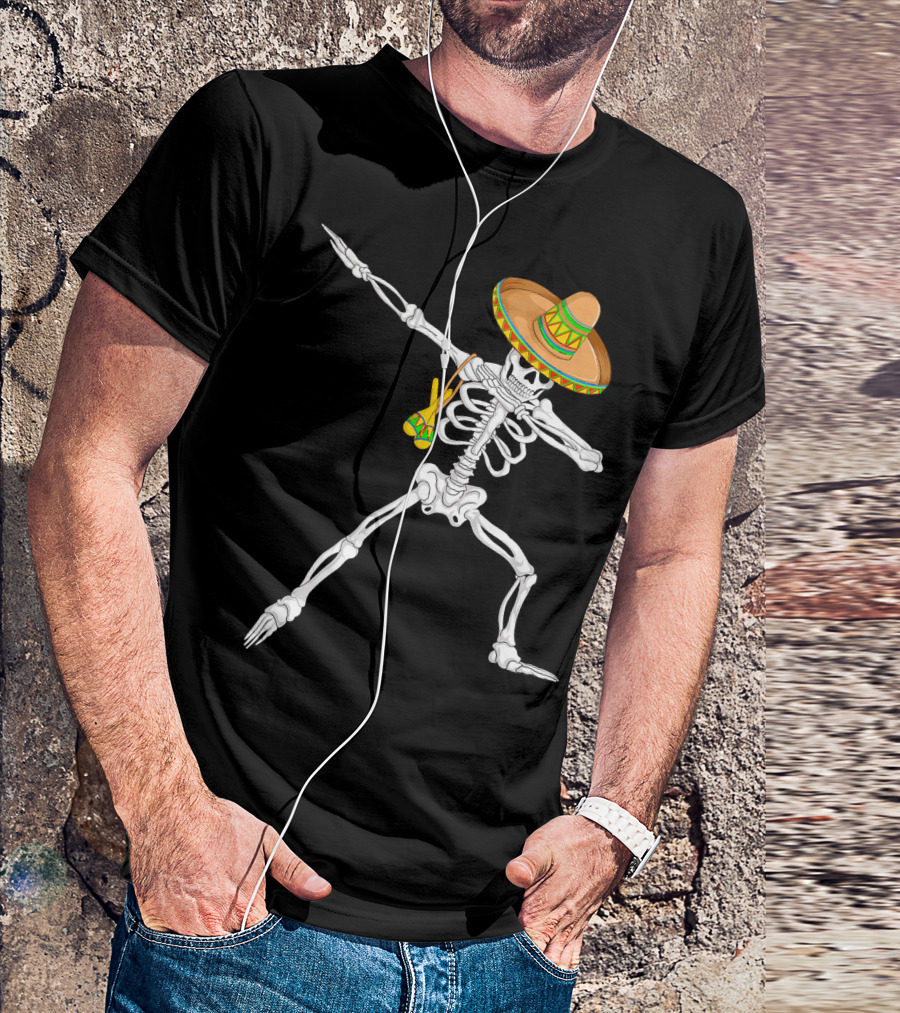 Cinco De Mayo Dabbing Skeleton Sombrero Dance T-Shirt