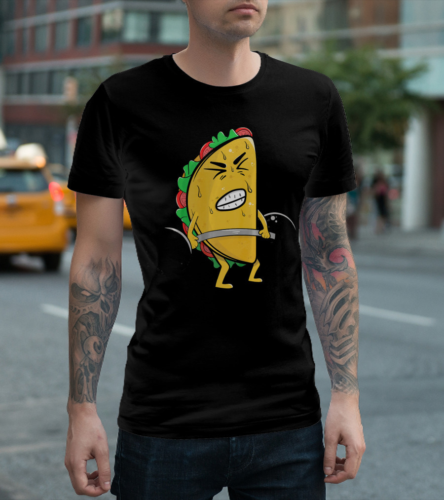 Funny Spanish Weightlifting Taco With Determined Expression T-Shirt