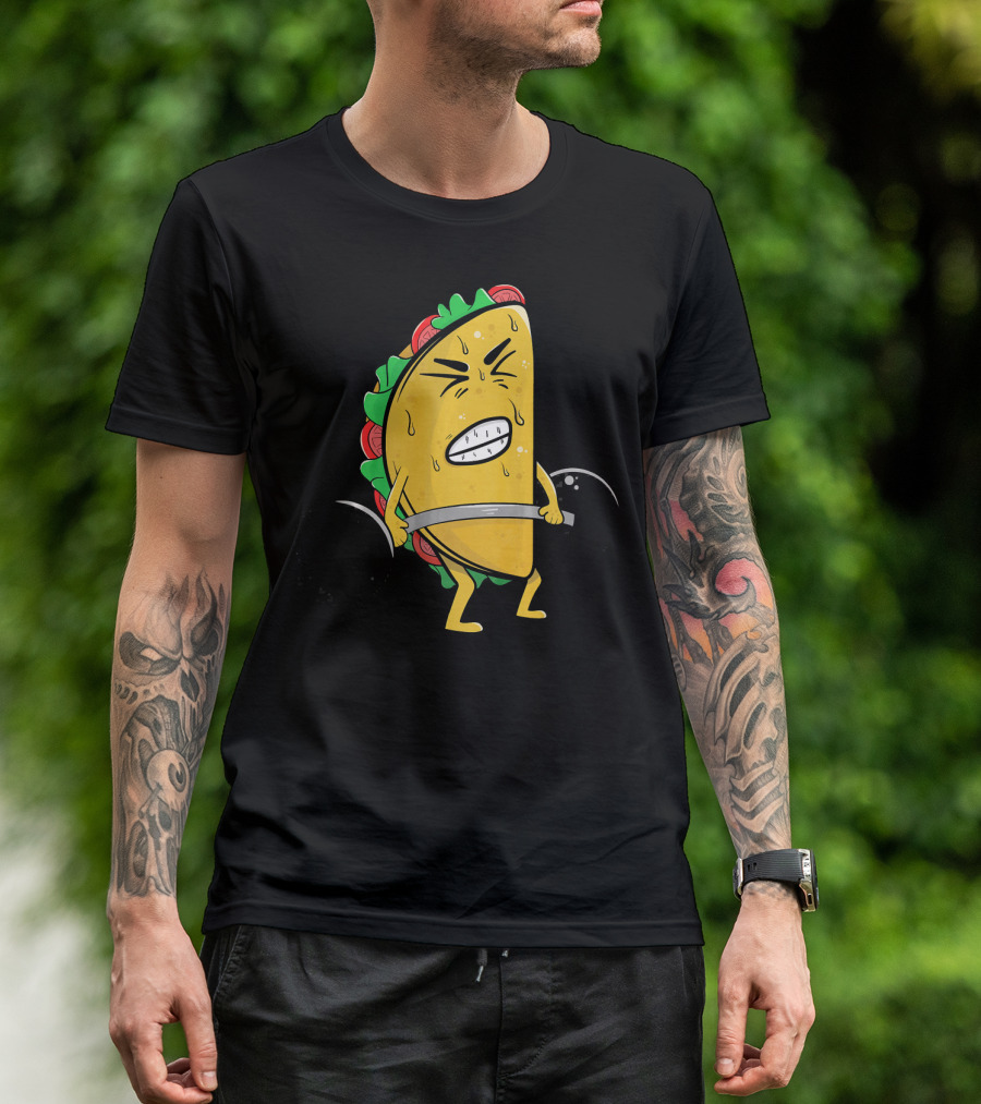 Funny Spanish Weightlifting Taco With Determined Expression T-Shirt