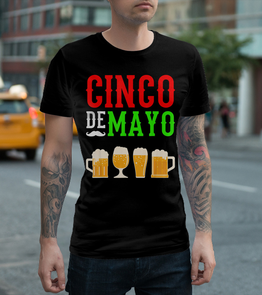 Cinco De Mayo Beer Glasses Funny Mexico T-Shirt