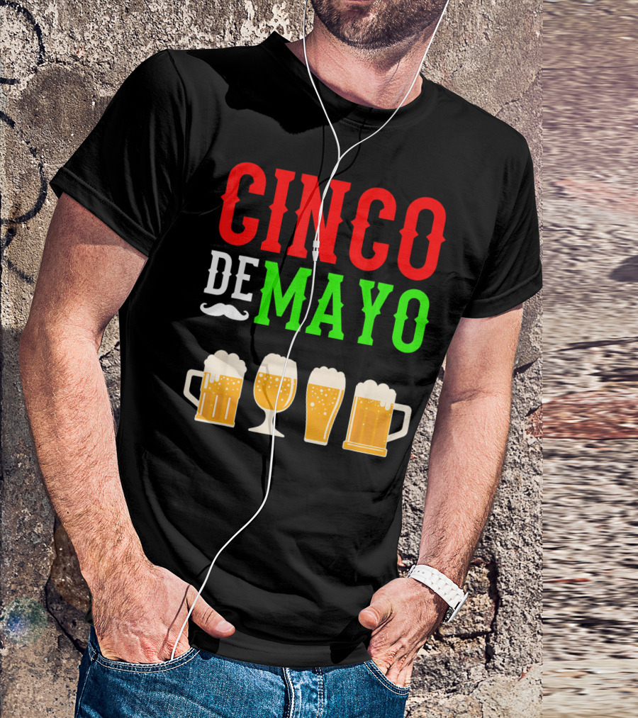 Cinco De Mayo Beer Glasses Funny Mexico T-Shirt