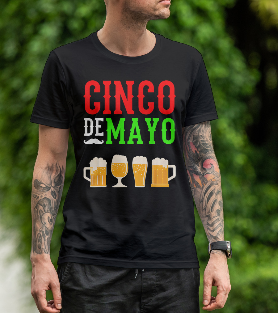 Cinco De Mayo Beer Glasses Funny Mexico T-Shirt
